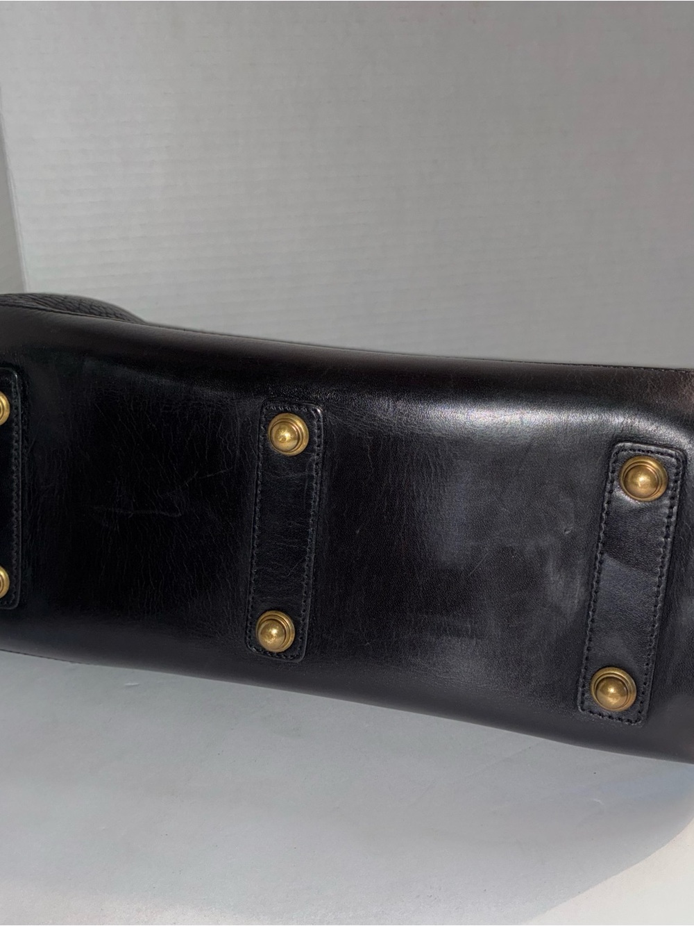 Vintage Dooney & Bourke Boston Black Pebbled Leather Satchel with Brass Hardware - Picture 3 of 13